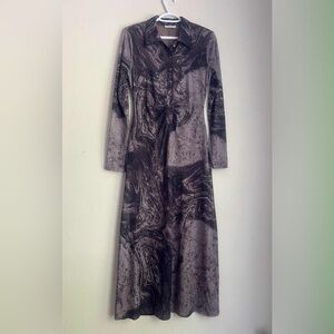 Moon River Marble Pattern Long Sleeve Dress